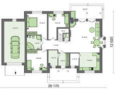 Проект великого заміського котеджу з гаражем і мансардою
