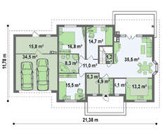 Проект великого будинку з мансардою і гаражем
