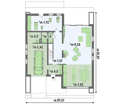 Проект сучасного двоповерхового будинку хай тек з гаражем і односпадним дахом Проект сучасного двоповерхового будинку хай тек з гаражем і односпадним дахом