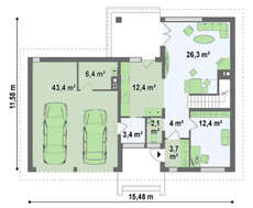 Проект класичного 2х поверхового будинку з гаражем на два автомобіля