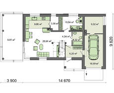 Проект стильного 2х поверхового будинку з гаражем і терасою на другому поверсі