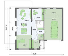 Проект двоповерхового сучасного будинку з терасою і гаражем