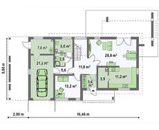 Проект двоповерхового заміського котеджу з великою терасою