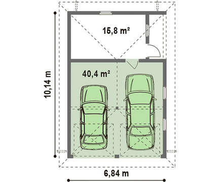 Проект одноповерхового гаража для двох машин