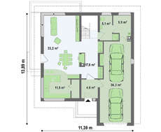 Проект двоповерхового будинку площею 211 кв.м. з чотирьохскатним дахом