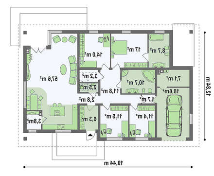 Проект одноповерхового будинку з великим горищем