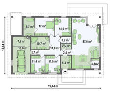 Проект одноповерхового будинку з великим горищем