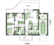 Версія одноповерхового будинку 4M090 з переплануванням