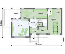 Готовий проект двоповерхового будинку з гаражем площею 164 кв.м.