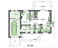 Проект котеджу з мансардою по типу 4M188 з гаражем на одну машину