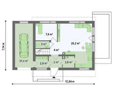 Проект маленького будинку з мансардою і гаражем