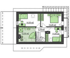 Проект невеликого акуратного заміського котеджу з мансардою