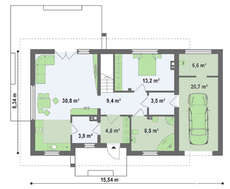 Проект будинку з мансардою по типу 4M258 з гаражем на одну машину