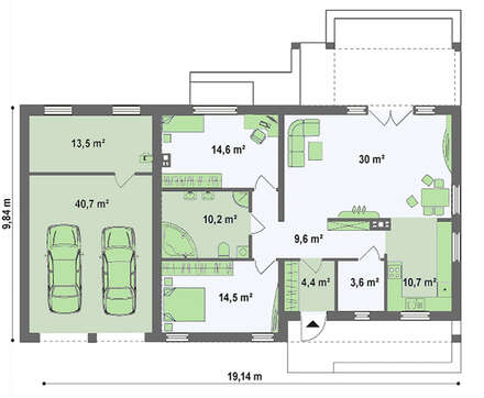 Проект сучасного дачного будинку по типу 4M272 з гаражем