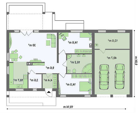 Проект сучасного дачного будинку по типу 4M272 з гаражем