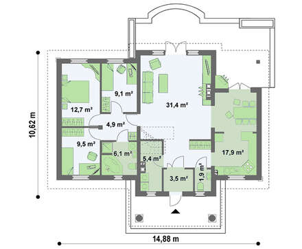 Проект будинку 109 m² з колонами