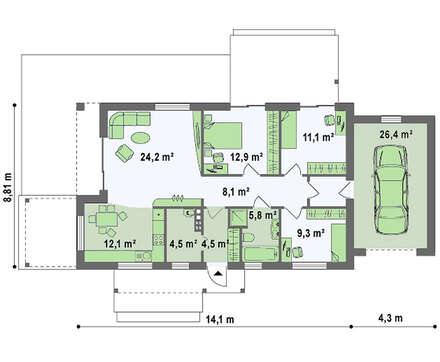 Сучасний заміський будинок з гаражем