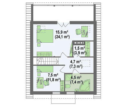 Проект будинку з мансардою і зовнішнім каміном за типом 4M362