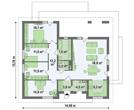 Одноповерховий будинок з шикарною терасою
