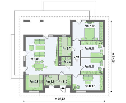 Одноповерховий будинок з шикарною терасою
