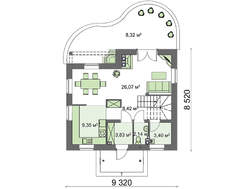 Проект будинку з каміном на терасі