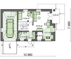 Варіант популярного літнього будиночка 4M480 з прибудованим гаражем