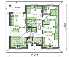 Бюджетний варіант одноповерхового будинку 4M470 без гаража
