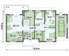 Проект будинку з мансардою та гаражем на 140 m²