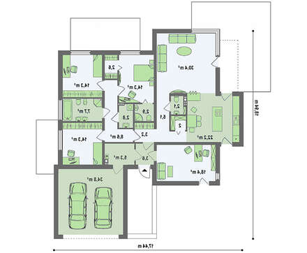 Проект одноповерхового сучасного будинку з фронтальним гаражем