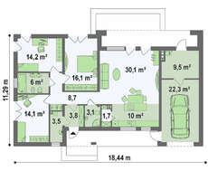 Одноповерховий будинок по типу 4M590 з гаражем