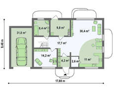 Проект двоповерхового будинку по типу 4M606 з гаражем