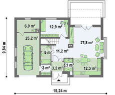 Незвичайний сучасний будинок з мансардою