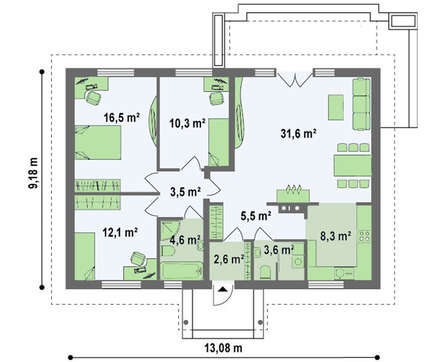 Проект класичного котеджу площею 100 кв.м.
