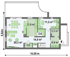 2-х поверховий будинок для вузької ділянки за типом 4M692 без гаража