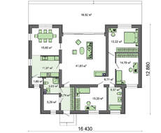 Одноповерховий будинок у сучасному стилі зі світлою вітальнею