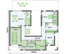 Одноповерховий будинок П-подібної форми