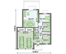 Стильний двоповерховий будинок оригінальної форми з двома вітальнями