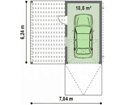 Проект гаража на одну машину із затишною терасою