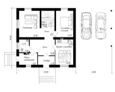 Простий в реалізації котедж з навісом для двох авто