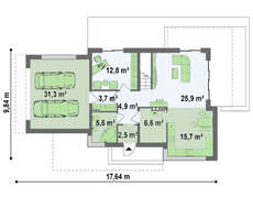Проект двоповерхового просторого котеджу в сучасному стилі