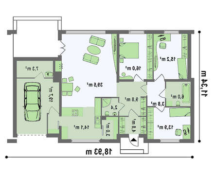 Сучасний проект будинку з плоским дахом і гаражем площею 155 м²