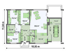 Сучасний проект будинку з плоским дахом і гаражем площею 155 м²