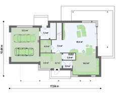 Проект двоповерхового будинку модерн з гаражем для двох автомобілів