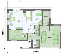 Проект двоповерхового котеджу площею 197 м² і гаражем для двох авто