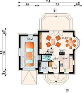 Проект невеликого заміського котеджу з кутовим еркером