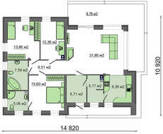 Проект сучасного будинку площею 122 кв.м. з плоским дахом