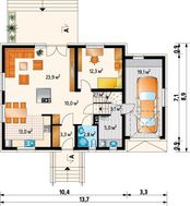 Проект заміського будиночка з верандою та мансардним поверхом