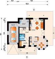 Невеликий котедж з двосхилим дахом