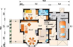 Проект для будівництва будинку Т-подібної форми з мансардою
