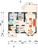Проект мансардного будинку з еркером 8м на 10м